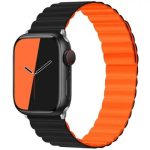 KALEBOL Magnetic Watch Band for Apple Watch Series 10 9 8 7 SE 6 5 4 3 2 1 42mm 41mm 40mm 38mm Silicone Adjustable Strap - Black Orange