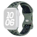 KALEBOL Color Dots Silicone Strap for Apple Watch Series 10 9 8 7 SE 6 5 4 3 2 1 42mm 41mm 40mm 38mm Butterfly Buckle Band - Army Green