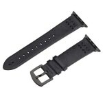 Watch Strap for Apple Watch Series 10 9 8 7 SE 6 5 4 3 2 1 42mm 41mm 40mm 38mm Hand Stitched Lines Genuine Cow Leather Band - Black