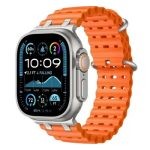 Ocean Watch Strap for Apple Watch Series 10 Ultra 9 8 7 SE 6 5 4 3 2 1 46mm 49mm 45mm 44mm 42mm Silicone Band - Orange+Silver Buckle