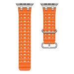 Ocean Watch Strap for Apple Watch Series 10 Ultra 9 8 7 SE 6 5 4 3 2 1 46mm 49mm 45mm 44mm 42mm Silicone Band - Orange+Silver Buckle