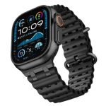 Ocean Watch Strap for Apple Watch Series 10 Ultra 9 8 7 SE 6 5 4 3 2 1 46mm 49mm 45mm 44mm 42mm Silicone Band - Black+Black Buckle