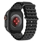 Ocean Watch Strap for Apple Watch Series 10 Ultra 9 8 7 SE 6 5 4 3 2 1 46mm 49mm 45mm 44mm 42mm Silicone Band - Black+Black Buckle