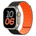 Silicone Strap for Apple Watch Series 10 Ultra 9 8 7 SE 6 5 4 3 2 1 46mm 49mm 45mm 44mm 42mm Magnetic Band - Black+Orange