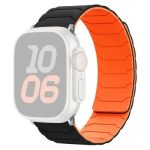 Silicone Strap for Apple Watch Series 10 Ultra 9 8 7 SE 6 5 4 3 2 1 46mm 49mm 45mm 44mm 42mm Magnetic Band - Black+Orange