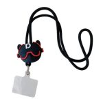 45cm Phone Lanyard Cartoon Pendant Crossbody Rope Neck Strap with Patch - Black+Red Dog