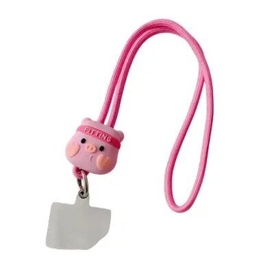 45cm Phone Lanyard Cartoon Pendant Crossbody Rope Neck Strap with Patch - Fitting Pig