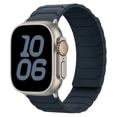 Silicone Strap for Apple Watch Series 10 Ultra 9 8 7 SE 6 5 4 3 2 1 46mm 49mm 45mm 44mm 42mm Magnetic Band - Midnight Blue
