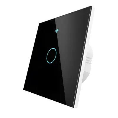 Moes WiFi+RF Switch; EU Type;1 Gange ერთ კლავიშიანი შუქის ჭკვიანი ჩამრთველი შავი