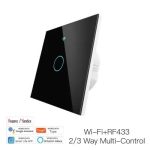 Moes WiFi+RF Switch; EU Type;1 Gange ერთ კლავიშიანი შუქის ჭკვიანი ჩამრთველი შავი