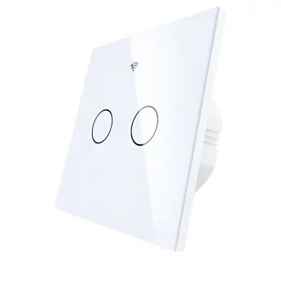 Moes WiFi+RF Switch; EU Type;2 Gange ორ კლავიშიანი შუქის ჭკვიანი ჩამრთველი თეთრი