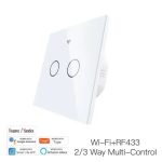 Moes WiFi+RF Switch; EU Type;2 Gange ორ კლავიშიანი შუქის ჭკვიანი ჩამრთველი თეთრი