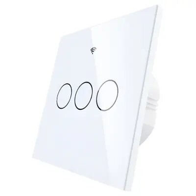 Moes WiFi+RF Switch; EU Type;3 Gange სამ კლავიშიანი შუქის ჭკვიანი ჩამრთველი თეთრი