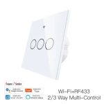 Moes WiFi+RF Switch; EU Type;3 Gange სამ კლავიშიანი შუქის ჭკვიანი ჩამრთველი თეთრი