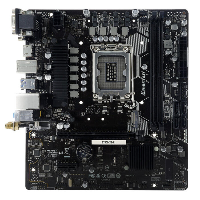 Biostar Mainboard,INTEL B760MX2E, 2DDR5 Socket 1700, uATX, 2.5G LAN