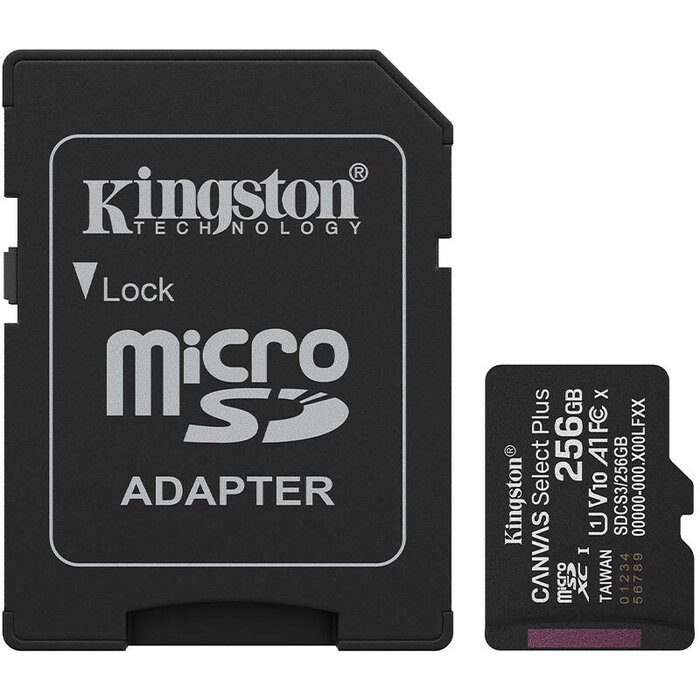 Kingston Canvas Select Plus microSD memory card With Android A1 performance class 256GB