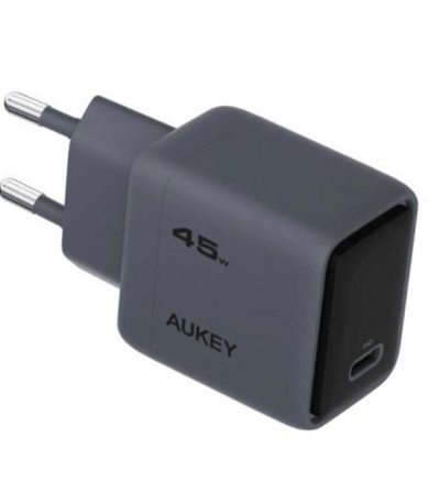 AUKEY PA-C2 45W Charger, Single USB-C Port, Global Fast Charge Protocol, EU Plug, Dark Gray
