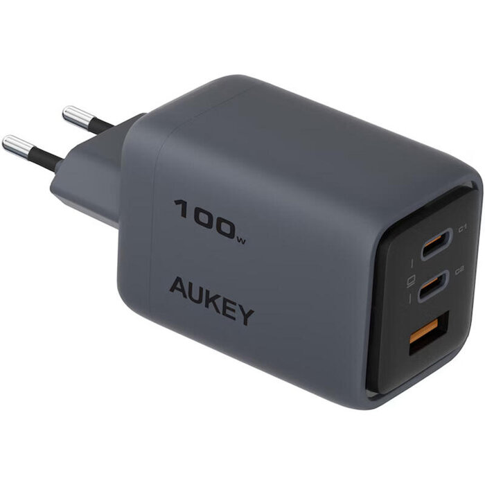 AUKEY PA-C5 charger total power 100W three-port 2C1A global fast charging dark gray,