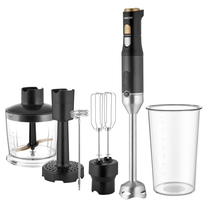 Sencor SHB 6442BK 6 in 1 Hand Blender, TITANIUM QuadBlade Technology, Power Input 1 200 W, 800 ml Beaker,