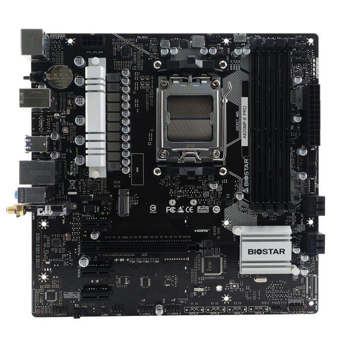 Biostar Mainboard,AMD A620MP-E PRO, Socket AM5, uATX, GbE LAN, DDR5