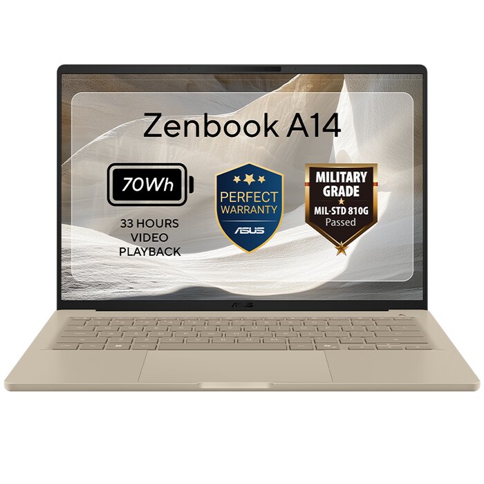 Zenbook A14  14''  OLED Snapdragon X2  Elite X2E88100  4.0GHz  32GB 1TB SSD Adreno iGPU  WIN 11 HOME Beige