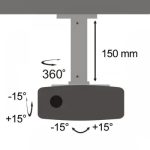 CEILING MOUNT FOR PROJECTOR SBOX PM-18  Mounting: from 54 to 320 mm,Height: 150 mm,Tilt: -15° to +15°,Swivel: -15° to +15°,Rotation: 360°