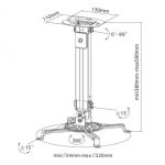 CEILING MOUNT FOR PROJECTOR SBOX PM-18S Weight capacity: up to 13,5 kg ,Mounting: from 54 to 320 mm,Height: 380-580 mm,Tilt: -15° to +15°,Swivel: -15°