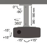 CEILING MOUNT FOR PROJECTOR SBOX PM-18S Weight capacity: up to 13,5 kg ,Mounting: from 54 to 320 mm,Height: 380-580 mm,Tilt: -15° to +15°,Swivel: -15°