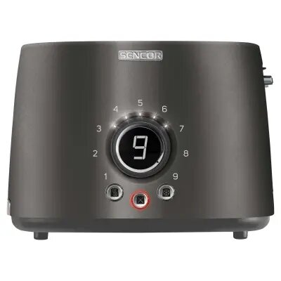 Sencor STS 6058BK Toaster, 2 slots for making two slices (length 135 mm), Premium metallic design, 9 toasting intensity levels, Power input: 1,000W, 2