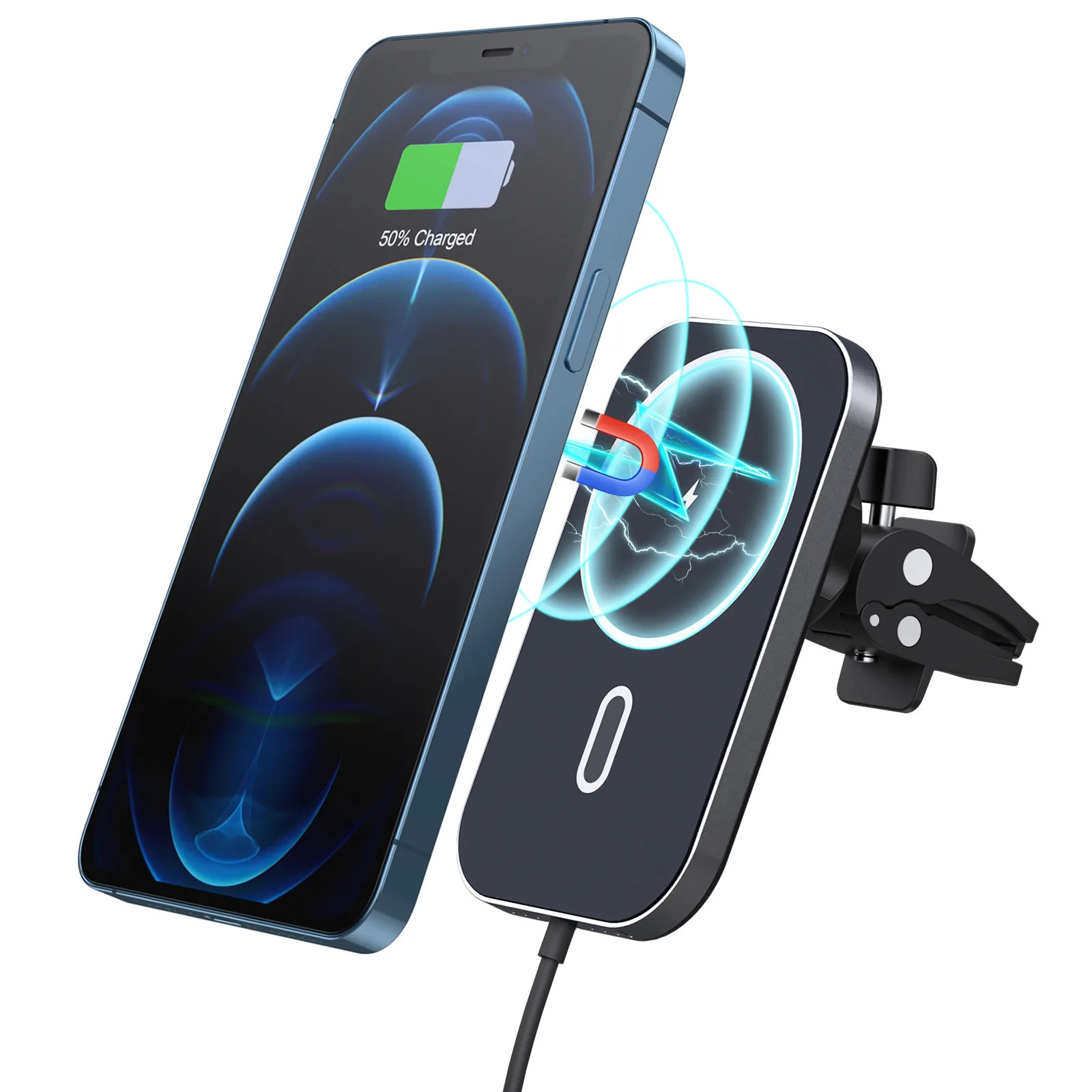 00-1-6.webp Choetech T200-F Magnetic 15W wireless car charger holder For Iphone 12 / 13 - Image 1