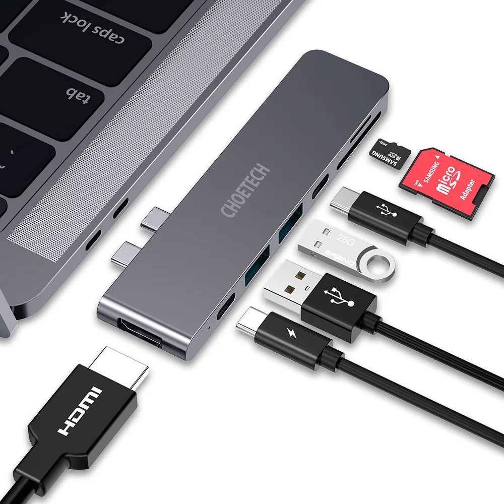 01-2.webp Choetech HUB-M14 7-In-1 USB-C Multiport Adapter For Mac - Image 1