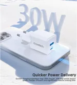 Choetech PD5012 NexGen Mini PD30W GAN A+C Wall Charger White - Image 2