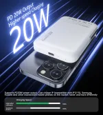 Choetech B743 10000mAh Magnetic Wireless PD20W Power Bank White - Image 3