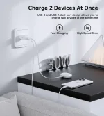 Choetech PD5012 NexGen Mini PD30W GAN A+C Wall Charger White - Image 3