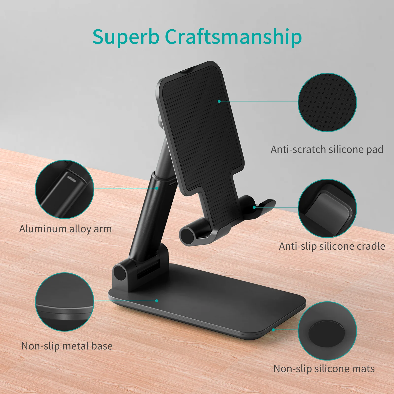05-3.webp Choetech H88-BK Floable Phone Desk Holder - Image 1