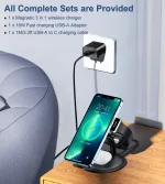 Choetech T587 15W  3 in 1 Holder Magnetic Wireless Charger for Iphone - Image 4