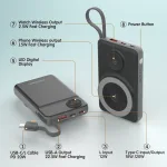 Choetech B695 10000mAh LED display Magnetic Wireless power bank - Image 6