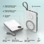 Choetech B695 10000mAh LED display Magnetic Wireless power bank White - Image 2
