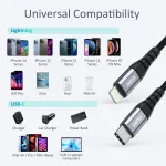 Choetech IP0039 1.2m type-c to lightening MFI nylon braid cable - Image 10