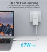 Choetech PD6011 67W GAN Ultrathin A+C Wall Charger White - Image 3