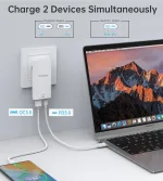 Choetech PD6011 67W GAN Ultrathin A+C Wall Charger White - Image 4