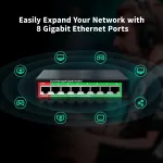Do-Link GS108, 8x Gigabit RJ-45 Ports, with POE Power Supply