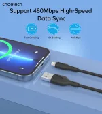Choetech XAL-0003 USB-A to Lightning 1M, 2.4A Black - Image 4