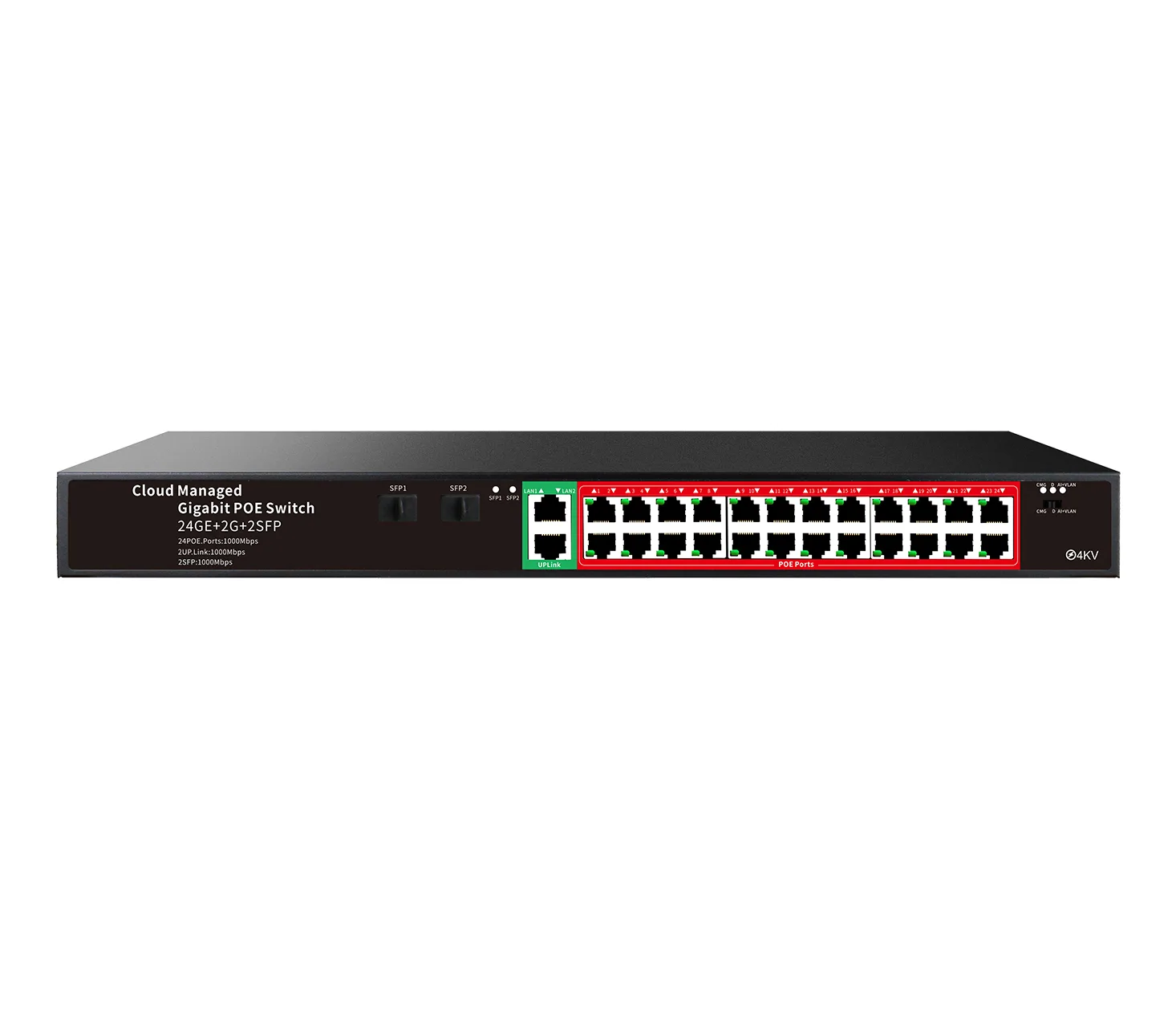gps424-2.webp Do-Link GPS424, 24x Gigabit POE RJ-45 Ports, 2x Gigabit Uplink RJ-45 Ports + 2*SFP, Smart Poe Switch - Image 1